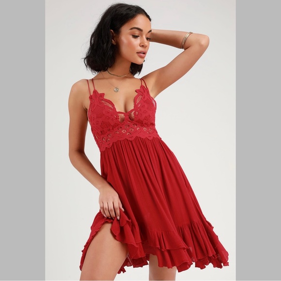 Free People Dresses & Skirts - Red Free People Adella Mini Dress